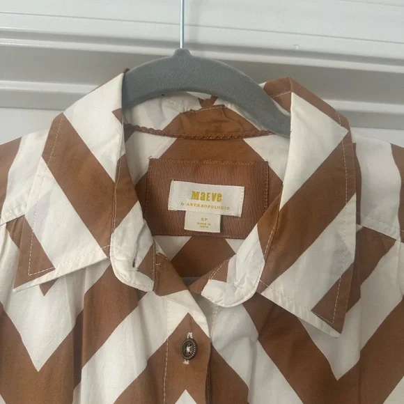 Maeve by Anthropologie Brown and White Chevron Midi Dress - Picture 2 of 4